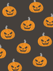 Jack O’Lantern Pumpkin Pattern Poster — Halloween Wall Art, Orange and Black Fall Decor, Ratio A1