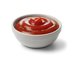 Bowl of vibrant tomato ketchup swirling with rich flavor, perfect for burgers, fries, and recipe enhancements, ready for your delicious branding