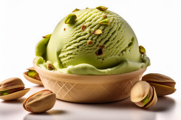 pistachio ice cream in bowl