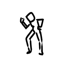 Character running illustration isolated on white background doodle cartoon style 