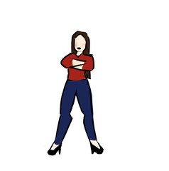 Woman  confident character cartoon style illustration girl boss power, success in business