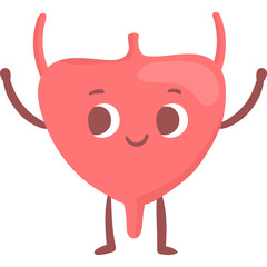 Obraz premium Cute Pink Bladder Character With Arms Raised In Joyful Pose On Transparent Background