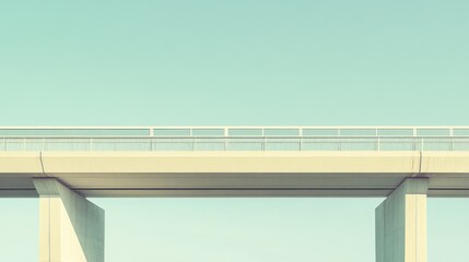 Obraz premium Modern concrete bridge spans across clear skies in a tranquil urban setting