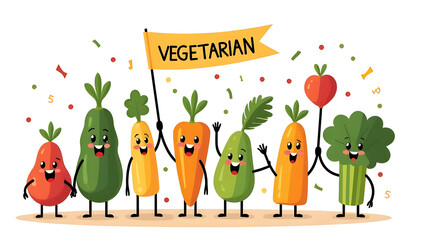 World vegetarian day background. Happy world vegetarian day celebration. October 1. World vegan day background. Vector illustration. Poster, Banner, Flyer, Greeting Card, Post, Template. vegetables.