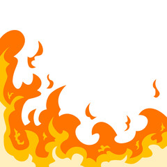 Fire flame border frame with burning corner illustration