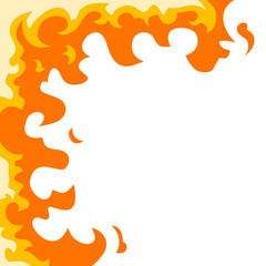 Fire flame border frame with burning corner illustration