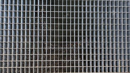 Metal grated floor, top view picture. 
