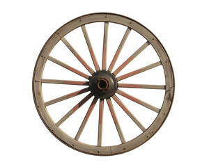 Rustic wooden wagon wheel evokes a sense of history, craftsmanship, and the pioneering spirit, perfect for vintage or western themed projects