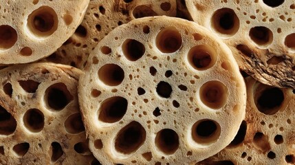 Lotus root slices with holes
