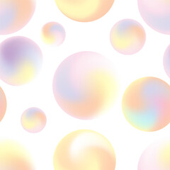 seamless pattern of delicate gradients in the shape of a ball on a white background. airy background with bubbles in pastel colors. stock vector illustration. EPS 10.