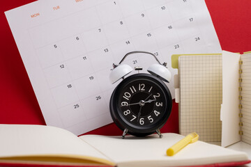 Monthly calendar. Calendar with date on paper. Day planner. Schedule of the week, month and year. Modern organizer. Business diary. Deadline reminder. Daily event management. Template and grid