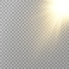 Realistic Sun Light Rays Effect on Transparent Background
