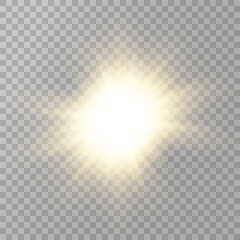 Realistic Sun Light Rays Effect on Transparent Background
