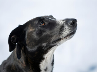 Beautiful dog looking up hopefully, a loyal companion with an intelligent gaze, perfect for pet lovers and heartwarming stories of friendship