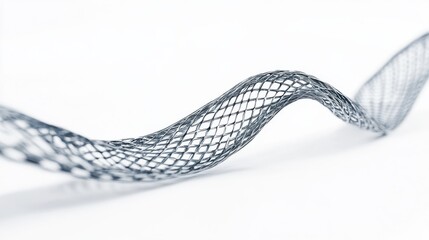 Flexible metal mesh wire creates a wavy pattern showing depth and texture in a close-up view