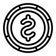 Currency coin line icon, gambling and staking concept. Vector graphics. Casino chip, finance sign on white background, style icon mobile or web design.