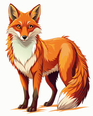 Obraz premium Fox ,full body , real print Style, white background 