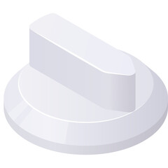 Minimalist White Knob Control Element Isolated on Transparent Background Rendered in 3D with Subtle Lighting and Shadow Detail
