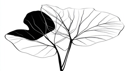 Abstract black and white leaves