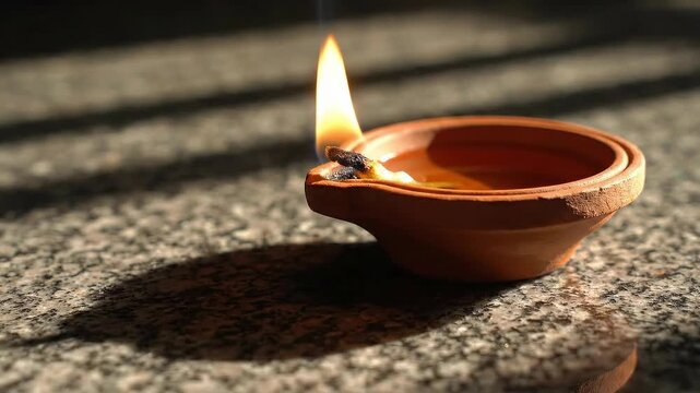 Earthen Oil Lamp: Light and Shadow