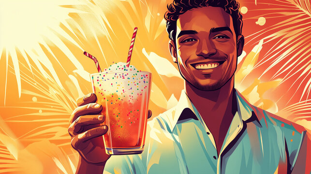 Bartender serving birthday drink