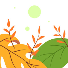 Tropical leaf corner frame with floral jungle illustration