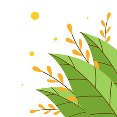 Tropical leaf corner frame with floral jungle illustration