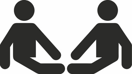 Two people sitting facing each other in a simple, modern icon style, symbolizing connection and collaboration for business or community projects.