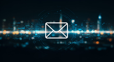 Get connected with a sleek email icon against a modern tech interface, perfect for digital marketing, business communications, and innovative solutions