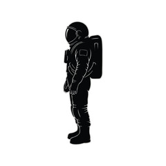 vector silhouette of an astronaut with a white background
