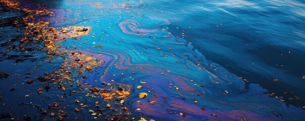 oil slick on a shimmering water surface environmental pollution concept