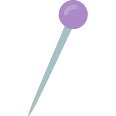 Drawing Pin With Purple Head and Light Blue Stem Isolated On White Background