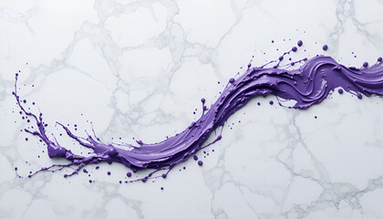 Violet Wave – Purple Paint Swirl on White Marble Surface