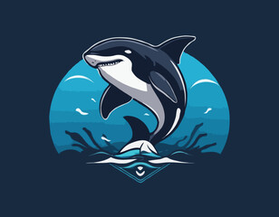 fish Mascot Logo, orca, shark, whale, dolpin eSports gaming emblem, t-shirt print