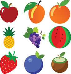 Assorted fresh fruits collection vibrant healthy food vector
