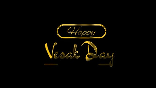 Elegant golden lettering displaying a Vesak Day greeting on a dark background, featuring smooth decorative lines and ample negative space suitable for festive designs.