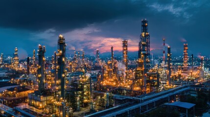 Obraz premium Oil refineries and chemical plants in industrial areas