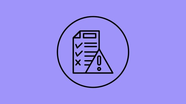 This icon typically symbolizes a problem detected in a checklist color animation with Medium Blue background