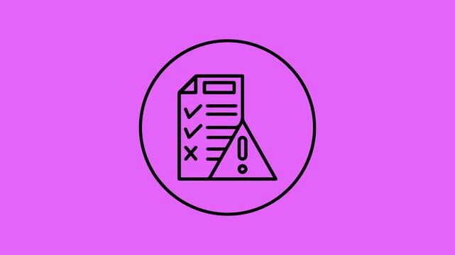 This icon typically symbolizes a problem detected in a checklist color animation with Medium Magenta background
