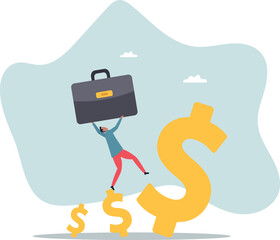 Growth earning investment, increasing income and bonus in career or success in financial business.about a man and his life.