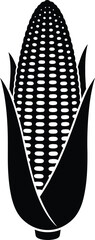 Black and White Corn Cob Icon Silhouette Vector Graphic Illustration