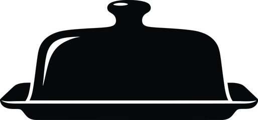 Obraz premium Black Food Dome Cloche Serving Tray Icon Vector Simple Glyph Illustration
