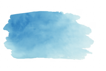 Blue watercolor brush stroke paint texture with transparent background