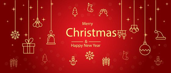 Merry Christmas Background | Festive holiday vector design with snowflakes, christmas tree, gifts, lights, santa and winter elements | happy new year illustration