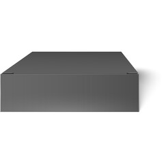 Opened Black Packaging Box With Shadow Isolated on White Background Represents Shipping and Delivery Services