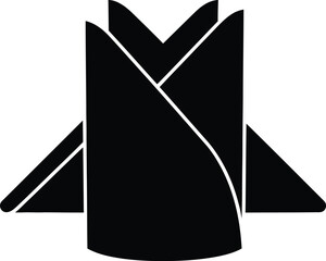 Icon of a neatly folded restaurant napkin silhouette in abstract black and white vector style