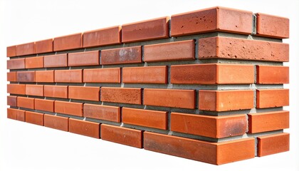 Obraz premium Red brick wall corner isolated on white background, construction material texture, building facade detail, masonry pattern, architectural element