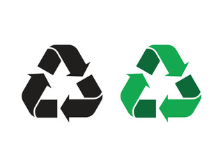 Black and Green Recycling Symbols Vector – Eco-Friendly Reduce Reuse Recycle Icons