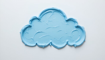 light blue paint shaped like a fluffy cloud on white background