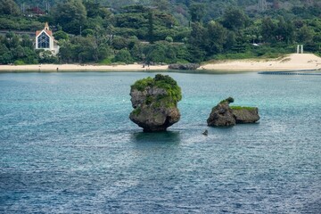 沖縄県　快晴の万座毛
